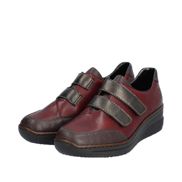 Rieker 48750-35 Ladies Red Combi Leather Touch Fastening Shoes-elevate your sole