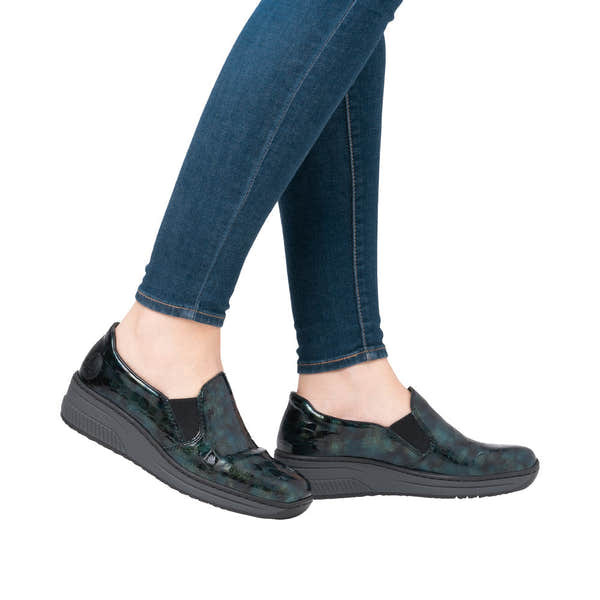 Rieker 48752-92 Ladies Green Slip On Shoes-elevate your sole