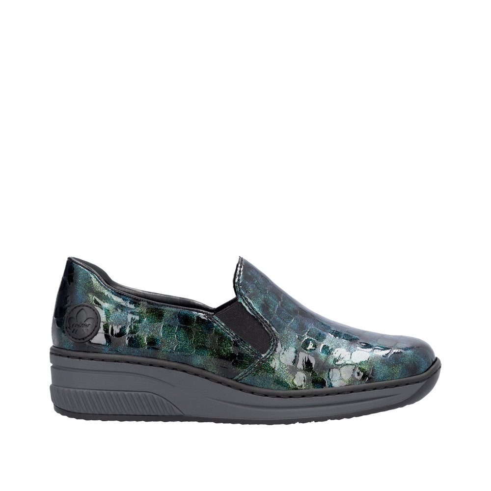 Rieker 48752-92 Ladies Green Slip On Shoes-elevate your sole