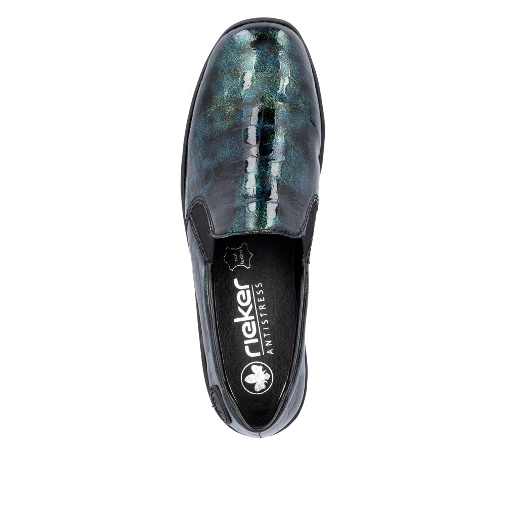 Rieker 48752-92 Ladies Green Slip On Shoes-elevate your sole