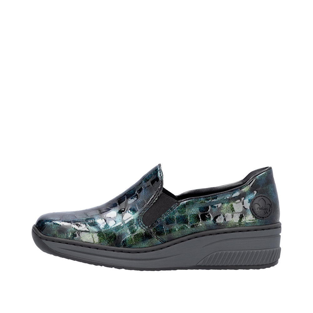 Rieker 48752-92 Ladies Green Slip On Shoes-elevate your sole