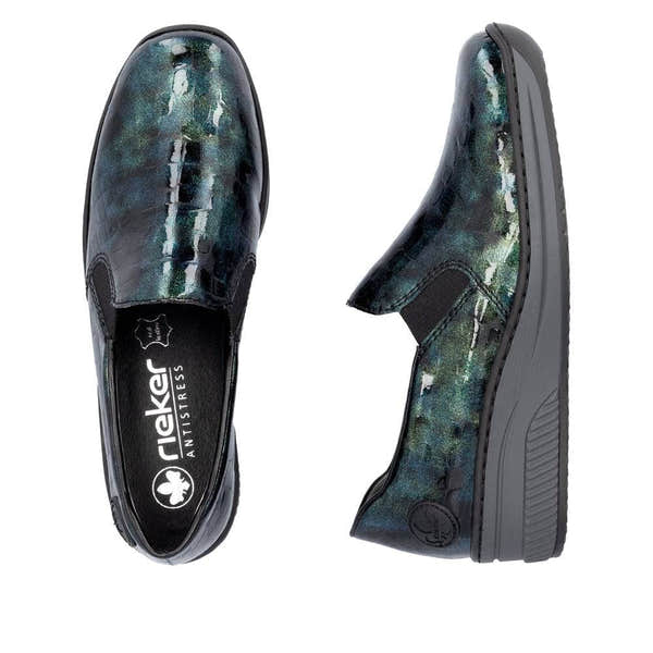 Rieker 48752-92 Ladies Green Slip On Shoes-elevate your sole