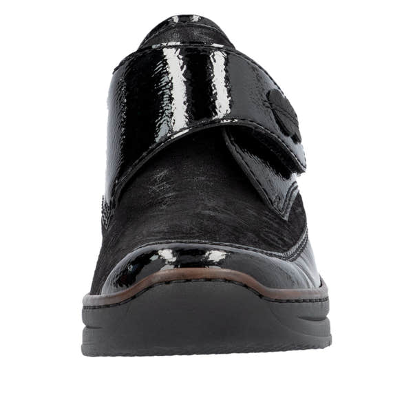 Rieker 487C0-00 Ladies Black Leather Touch Fastening Shoes-elevate your sole