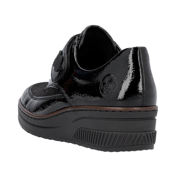 Rieker 487C0-00 Ladies Black Leather Touch Fastening Shoes-elevate your sole