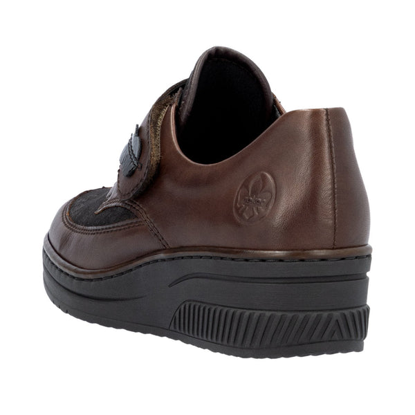 Rieker 487C0-25 Ladies Brown Leather Touch Fastening Shoes-elevate your sole
