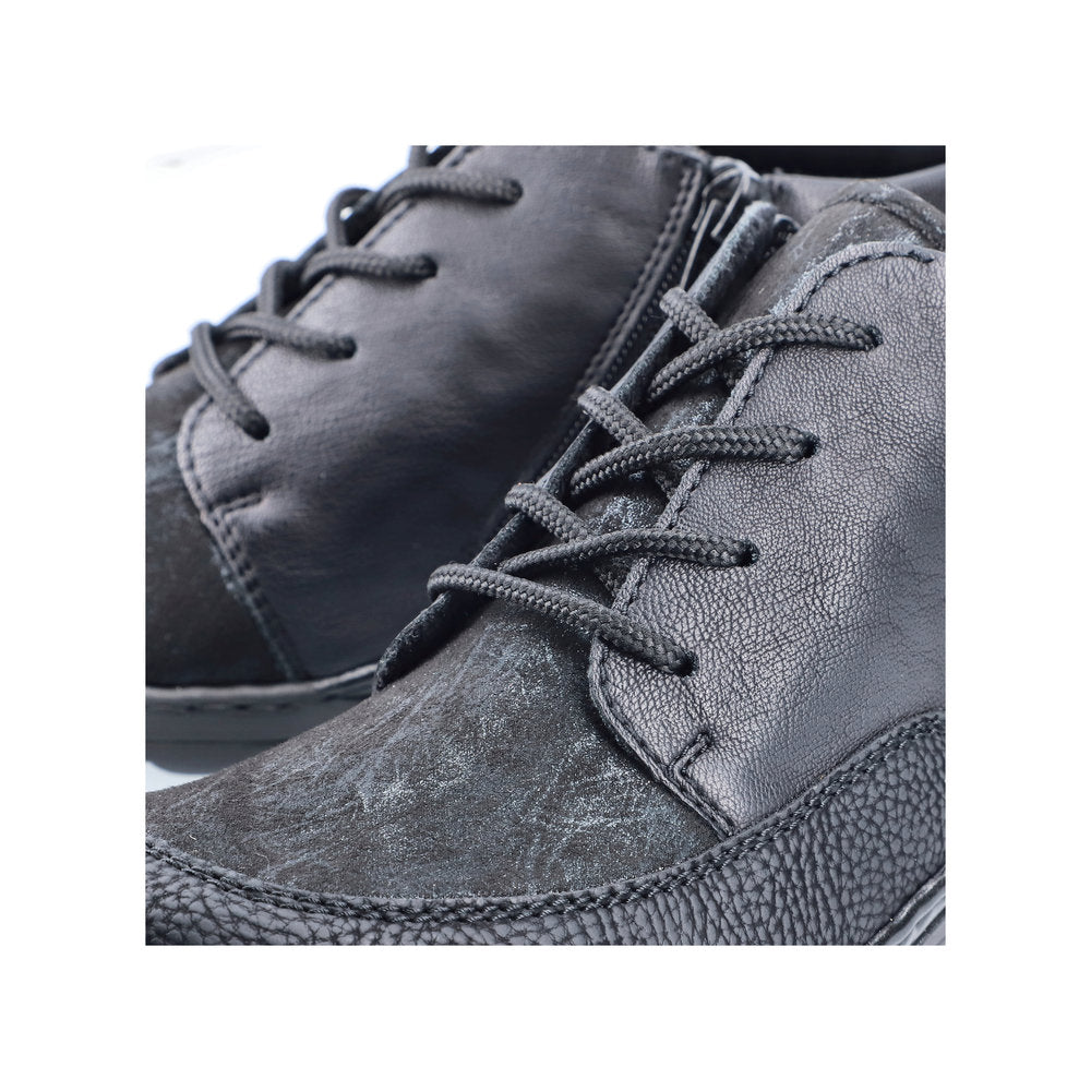 Rieker 48922-00 Ladies Wide Black Zip & Lace Ankle Boots-elevate your sole