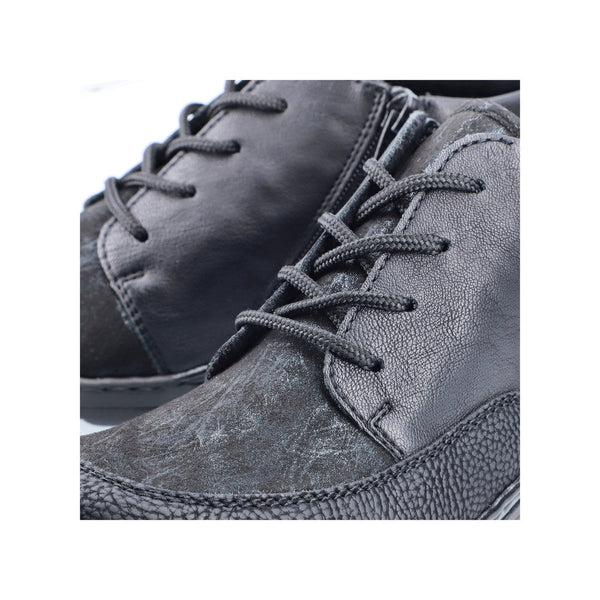 Rieker 48922-00 Ladies Wide Black Zip & Lace Ankle Boots-elevate your sole