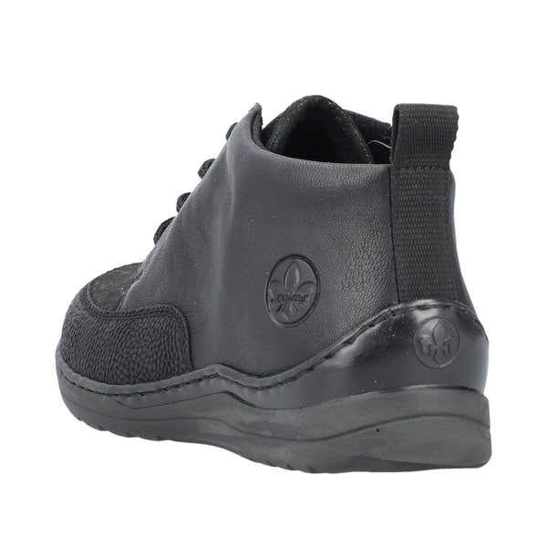 Rieker 48922-00 Ladies Wide Black Zip & Lace Ankle Boots-elevate your sole