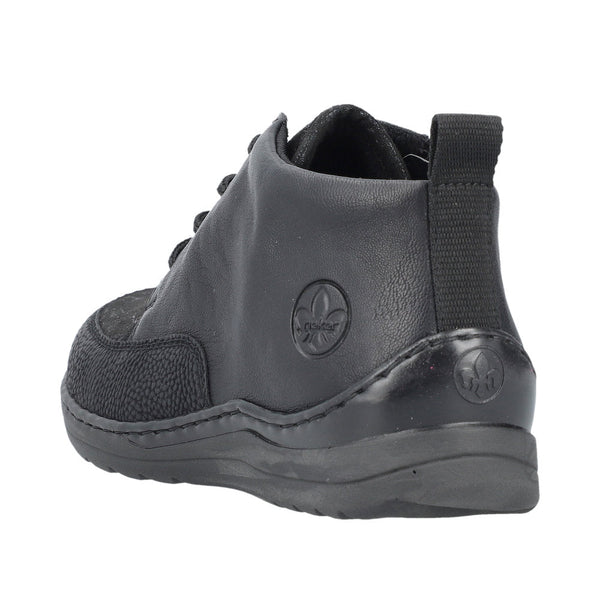 Rieker 48922-00 Ladies Wide Black Zip & Lace Ankle Boots-elevate your sole