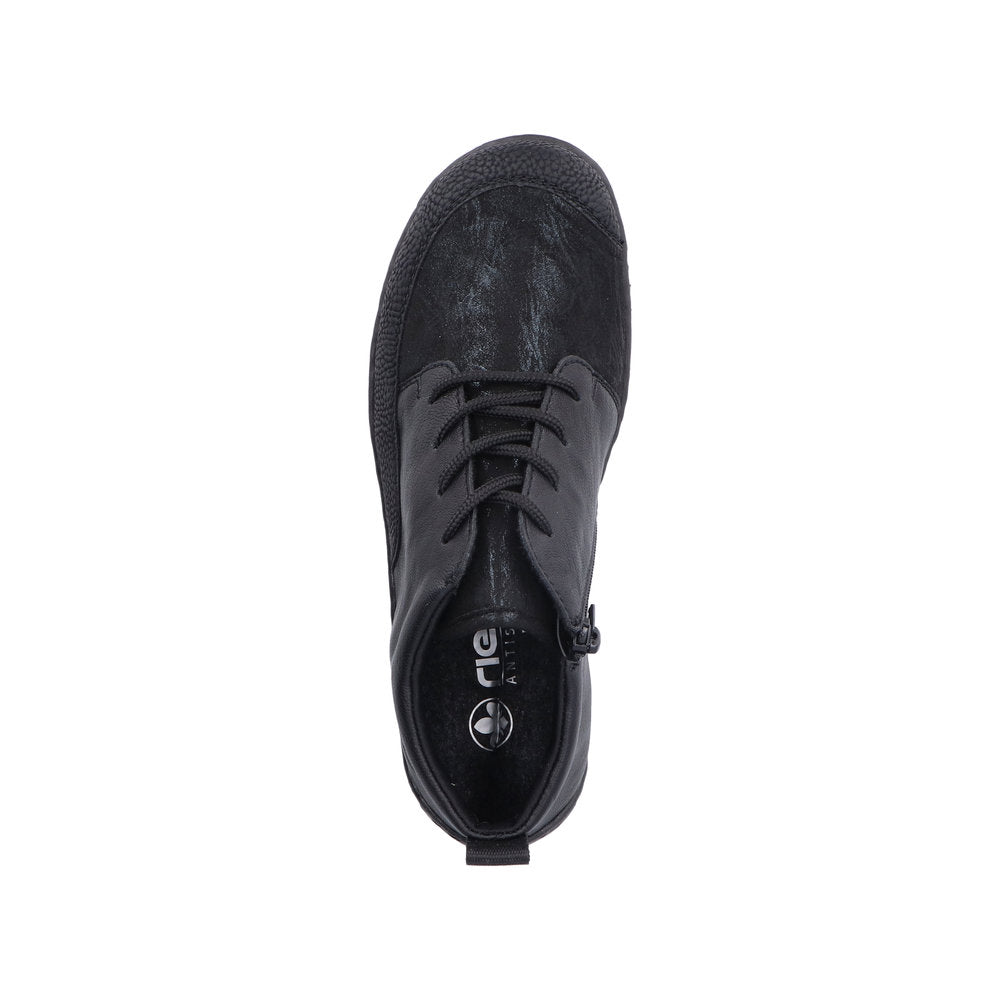 Rieker 48922-00 Ladies Wide Black Zip & Lace Ankle Boots-elevate your sole