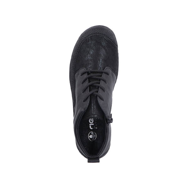 Rieker 48922-00 Ladies Wide Black Zip & Lace Ankle Boots-elevate your sole