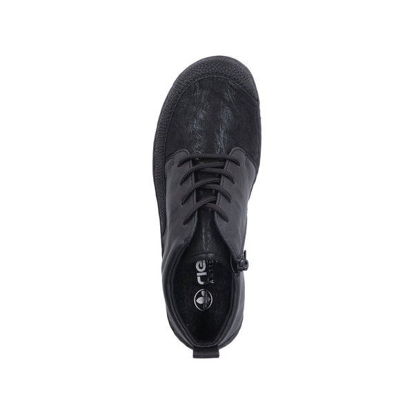 Rieker 48922-00 Ladies Wide Black Zip & Lace Ankle Boots-elevate your sole