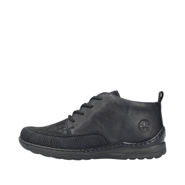 Rieker 48922-00 Ladies Wide Black Zip & Lace Ankle Boots-elevate your sole