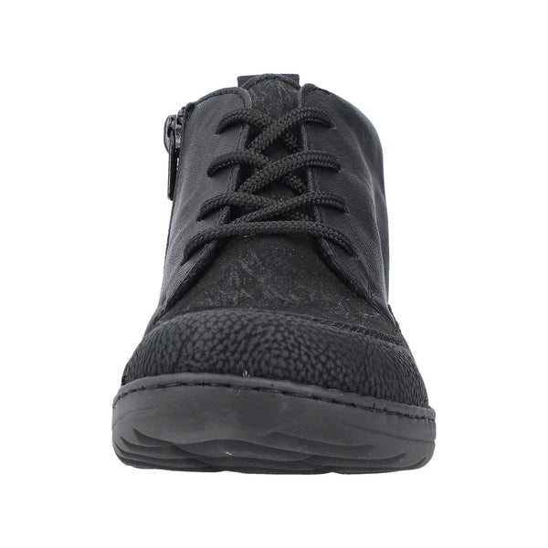 Rieker 48922-00 Ladies Wide Black Zip & Lace Ankle Boots-elevate your sole