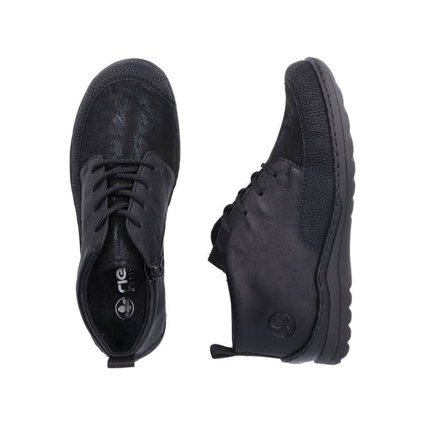 Rieker 48922-00 Ladies Wide Black Zip & Lace Ankle Boots-elevate your sole