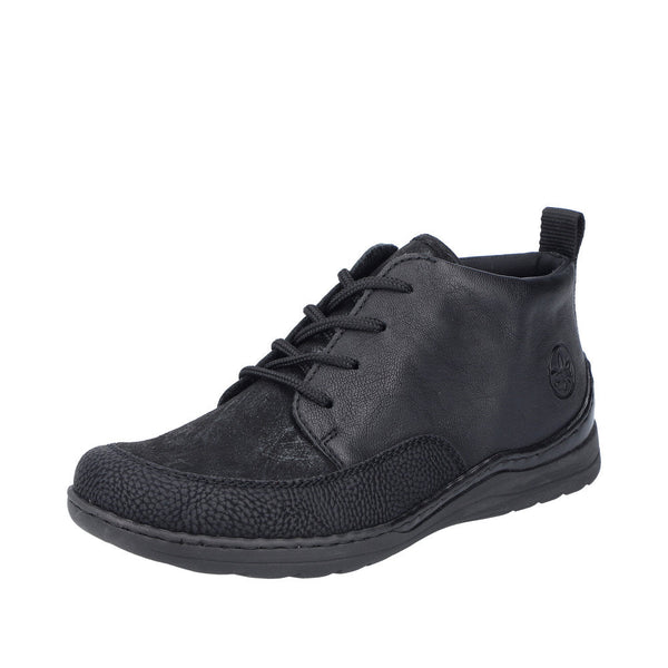 Rieker 48922-00 Ladies Wide Black Zip & Lace Ankle Boots-elevate your sole