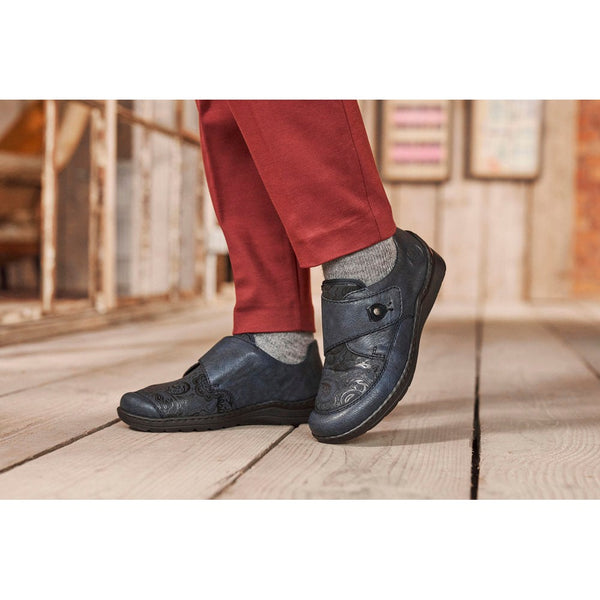 Rieker 48951-14 Ladies Ocean Navy Touch Fastening Shoes-elevate your sole