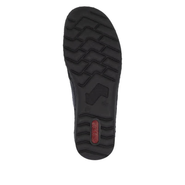 Rieker 48951-35 women's red touch-fastening shoes with textured black sole and sporty design.