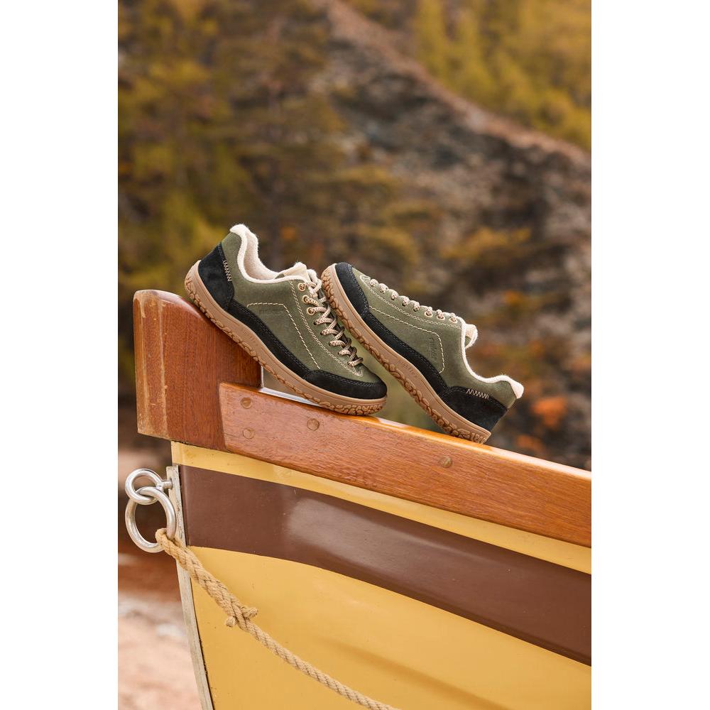 Rieker 52303-54 women's wide green/black suede lace up shoes, lifestyle view 1 of 3.