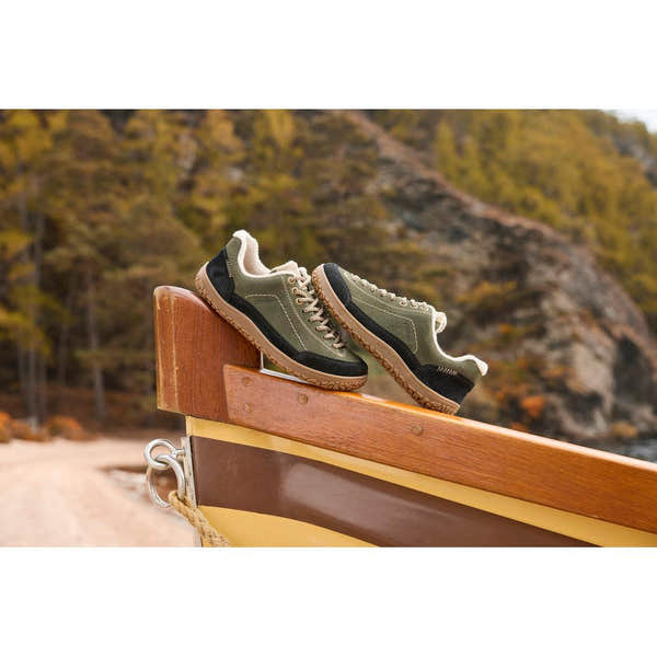 Rieker 52303-54 women's wide green/black suede lace up shoes, lifestyle view 2 of 3.