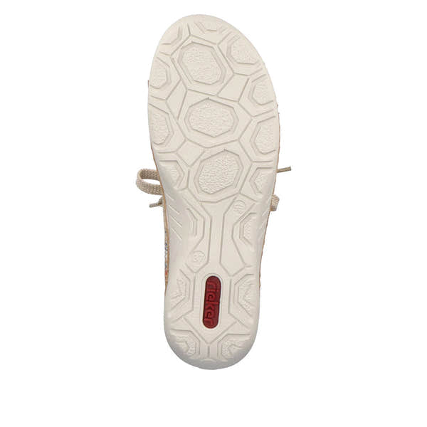 Rieker 52511-90 Ladies Beige Multi Leather & Textile Zip & Lace Trainers-elevate your sole