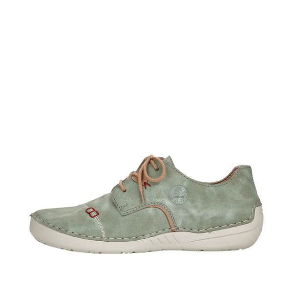 Rieker 52528-52 Women's Mint/Beige Lace-Up Casual Shoes with Comfortable White Sole