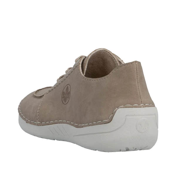Rieker 52545-62 beige lace-up women's shoes with cushioned sole and casual slip-on design.