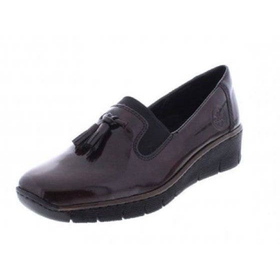 Rieker 53751-35 Burgundy Patent Slip on Shoe-elevate your sole