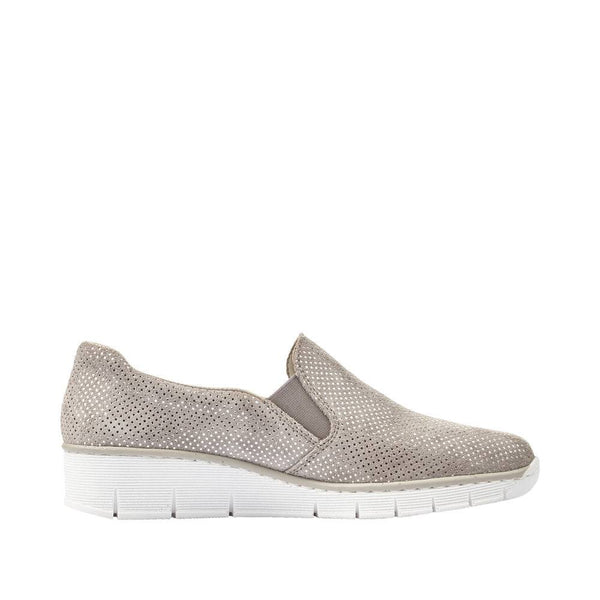 Rieker 53766-41 Ladies Silver Leather Slip on Loafers-elevate your sole