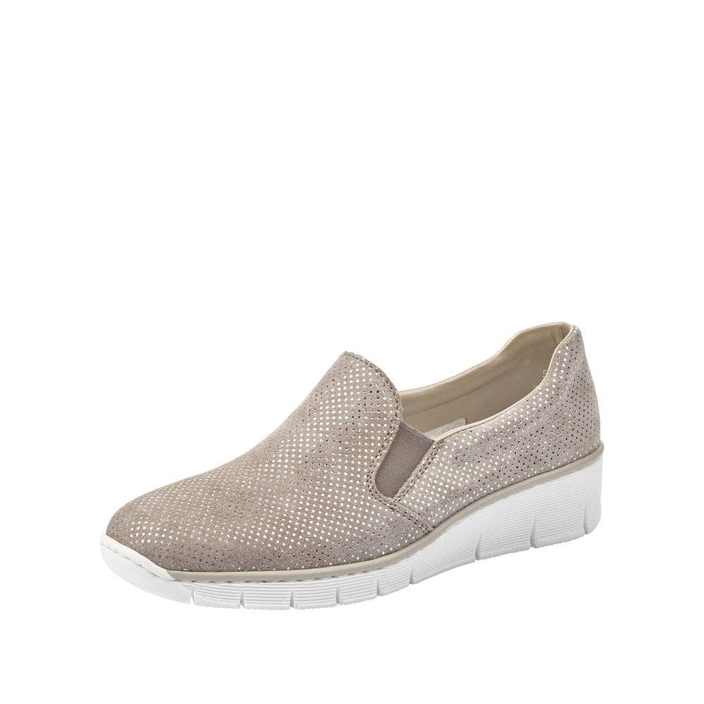 Rieker 53766-41 Ladies Silver Leather Slip on Loafers-elevate your sole