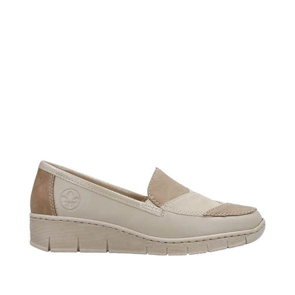 Rieker 53785-60 Doris Ladies Taupe Metallic Leather Slip On Loafers-elevate your sole