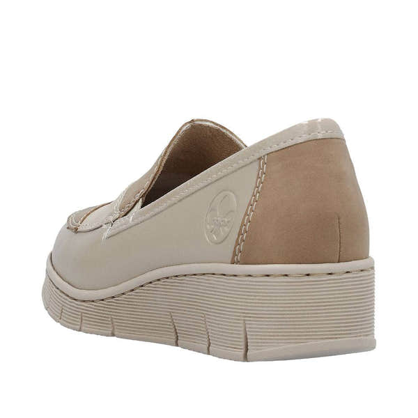 Rieker 53785-60 Doris Ladies Taupe Metallic Leather Slip On Loafers-elevate your sole