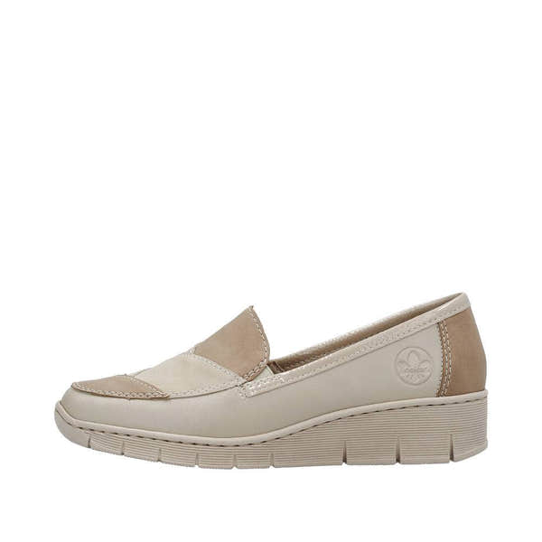 Rieker 53785-60 Doris Ladies Taupe Metallic Leather Slip On Loafers-elevate your sole