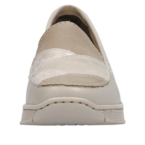 Rieker 53785-60 Doris Ladies Taupe Metallic Leather Slip On Loafers-elevate your sole