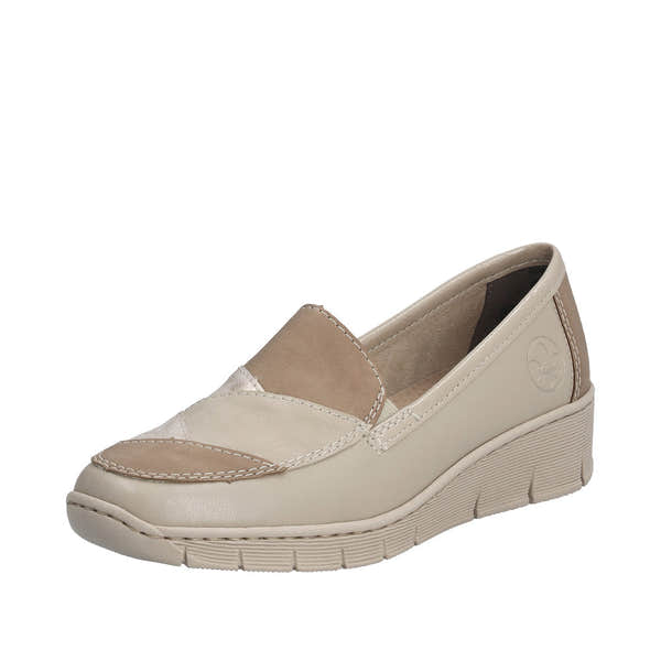 Rieker 53785-60 Doris Ladies Taupe Metallic Leather Slip On Loafers-elevate your sole
