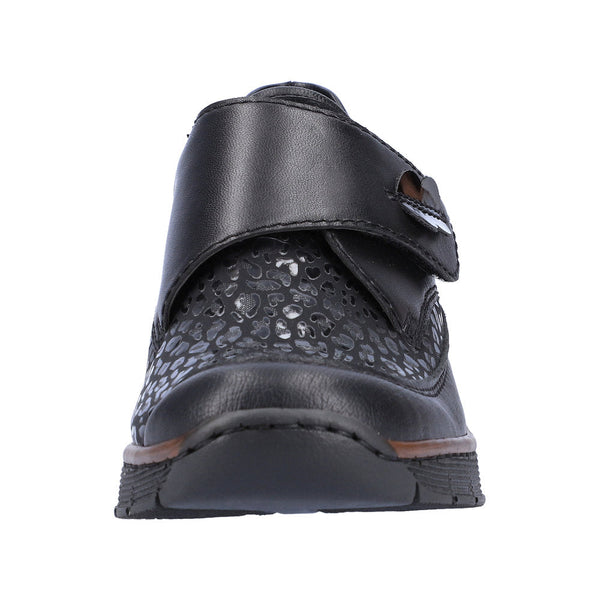 Rieker 537C0-00 Ladies Black Leather & Textile Touch Fastening Shoes-elevate your sole