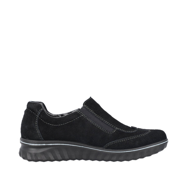 Rieker 59071-00 Ladies Black Suede Water Resistant Side Zip Shoes-elevate your sole