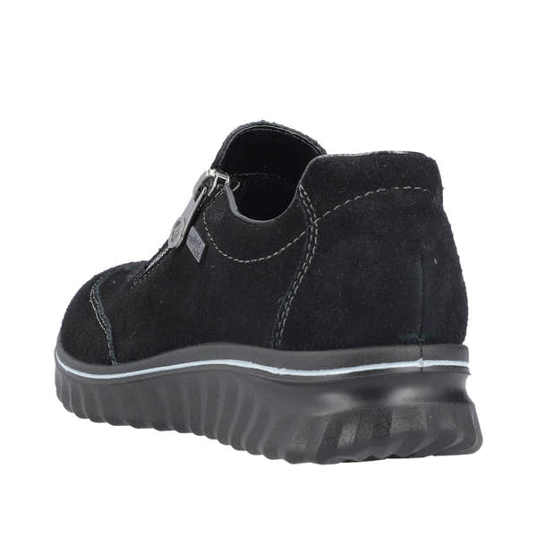 Rieker 59071-00 Ladies Black Suede Water Resistant Side Zip Shoes-elevate your sole