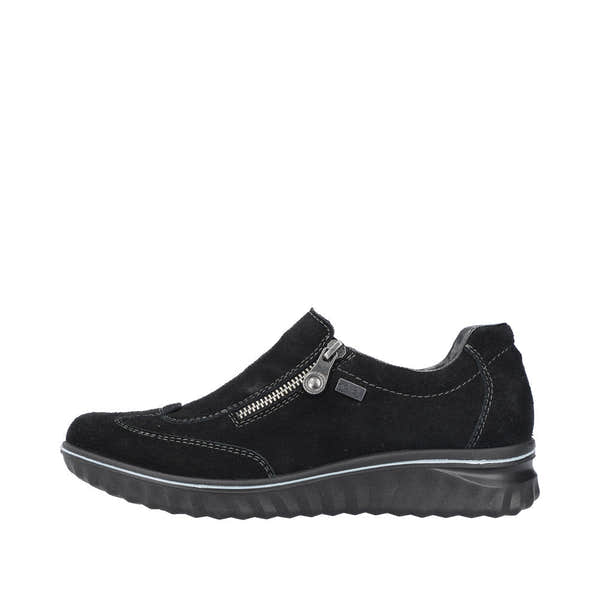 Rieker 59071-00 Ladies Black Suede Water Resistant Side Zip Shoes-elevate your sole