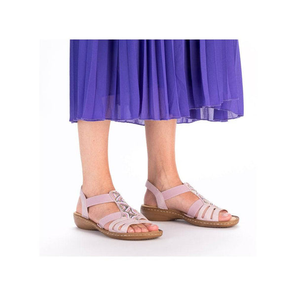 Rieker 60801-30 Ladies Light Pink Slip On Sandals-elevate your sole