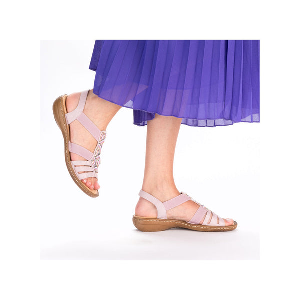 Rieker 60801-30 Ladies Light Pink Slip On Sandals-elevate your sole