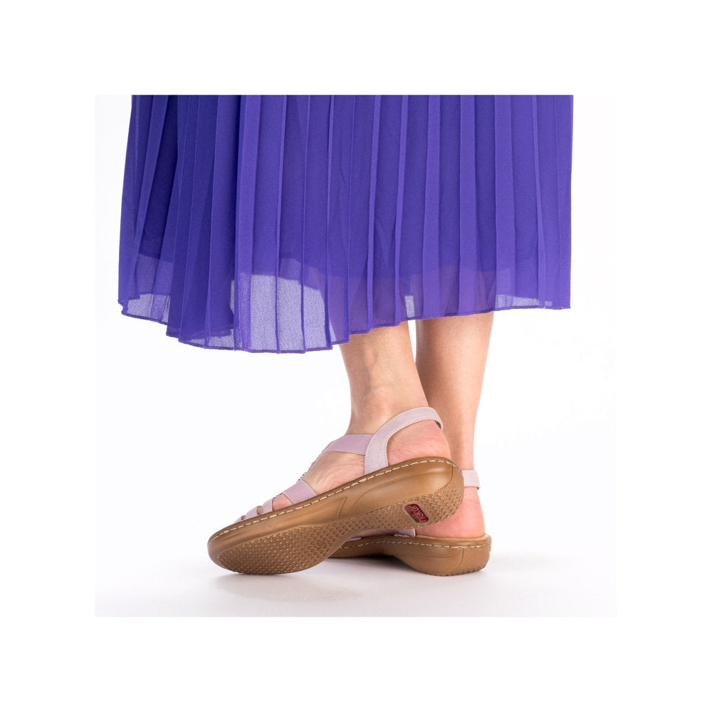 Rieker 60801-30 Ladies Light Pink Slip On Sandals-elevate your sole