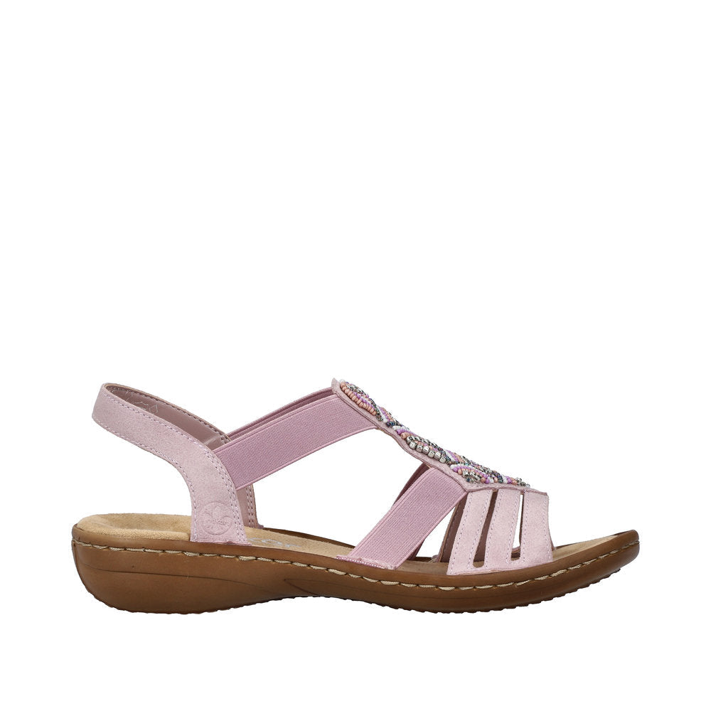 Rieker 60801-30 Ladies Light Pink Slip On Sandals-elevate your sole