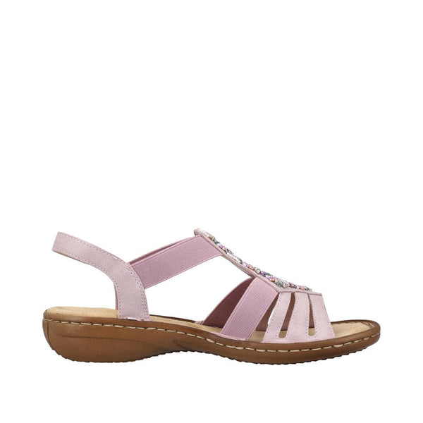 Rieker 60801-30 Ladies Light Pink Slip On Sandals-elevate your sole