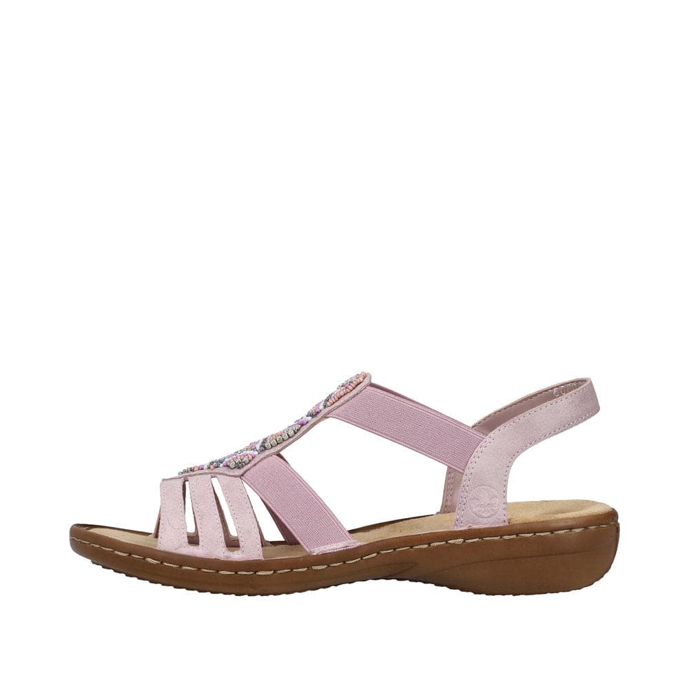 Rieker 60801-30 Ladies Light Pink Slip On Sandals-elevate your sole