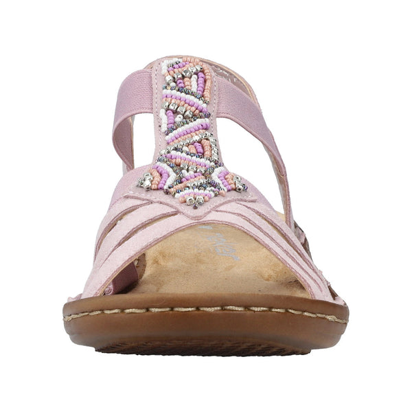 Rieker 60801-30 Ladies Light Pink Slip On Sandals-elevate your sole