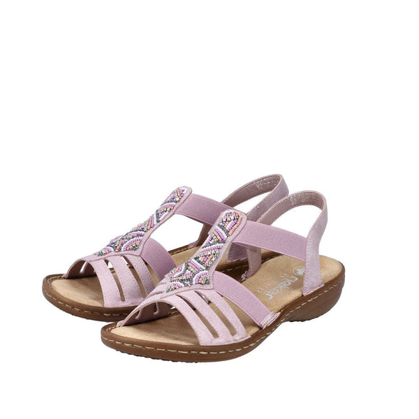 Rieker 60801-30 Ladies Light Pink Slip On Sandals-elevate your sole