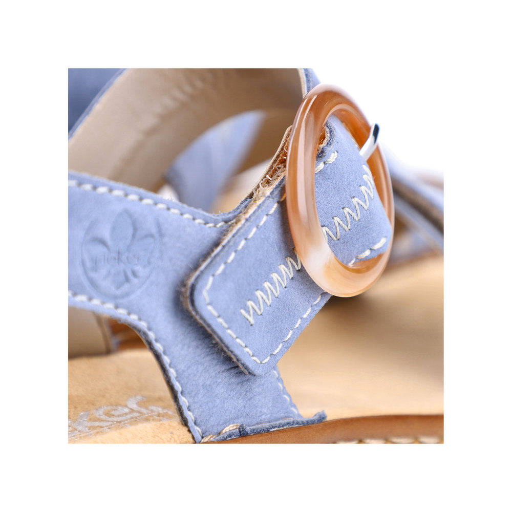 Rieker 608Z3-14 Ladies Jeans Blue Leather Touch Fastening Sandals-elevate your sole
