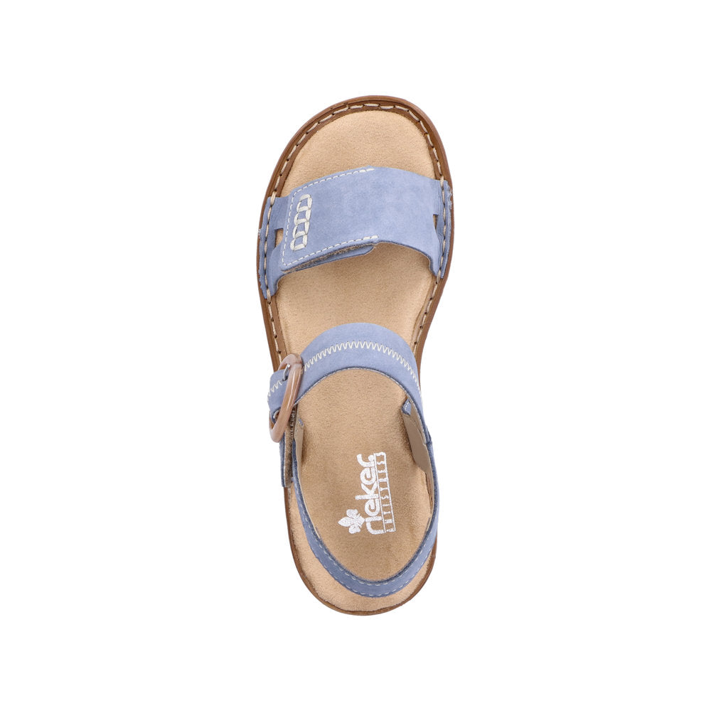 Rieker 608Z3-14 Ladies Jeans Blue Leather Touch Fastening Sandals-elevate your sole