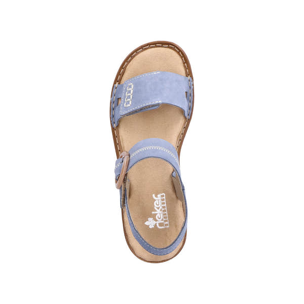 Rieker 608Z3-14 Ladies Jeans Blue Leather Touch Fastening Sandals-elevate your sole